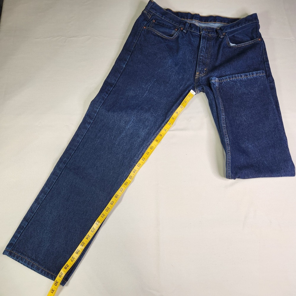 Levis 505 Regular Fit Jeans Mens 36x30 Dark Wash Straight Leg Blue Denim - Picture 8 of 14